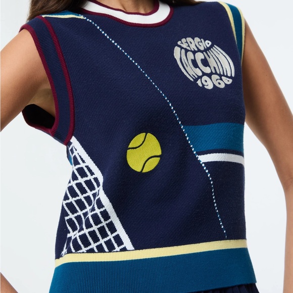 Sergio Tacchini Nota Knit Vest and Tennis Skirt - Maritime Blue. - Picture 3 of 8